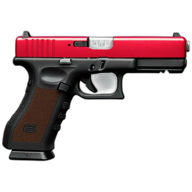 Glock 17 pistol with extended magazine and red bean emoji