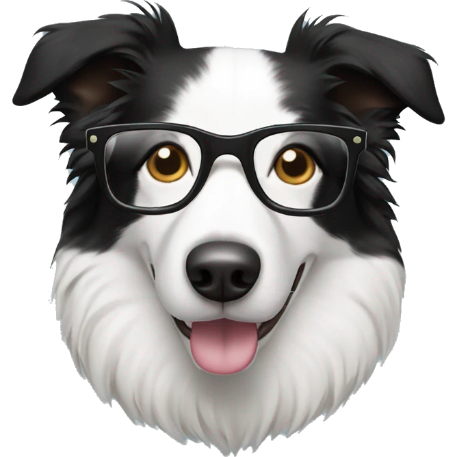 border collie with glasses emoji