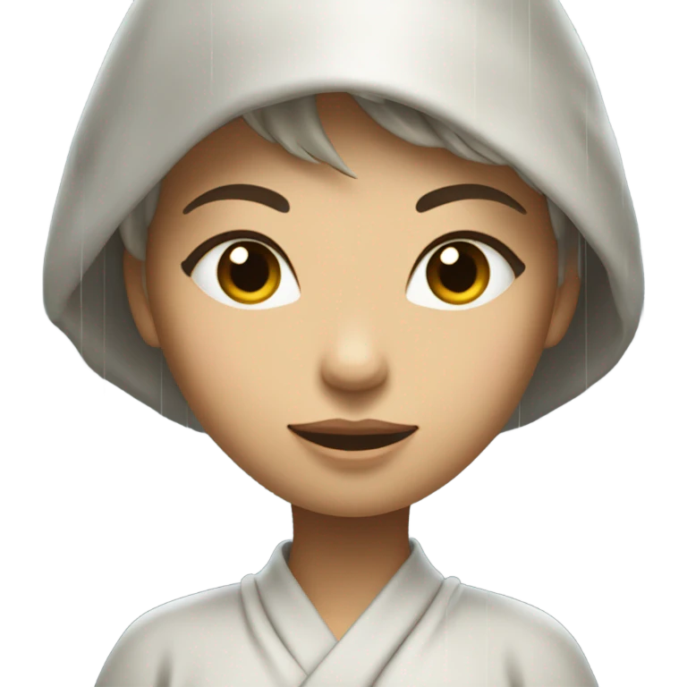 Female zen pose with rain coming down over head emoji