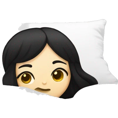 white girl black hair laying down on pillow  emoji
