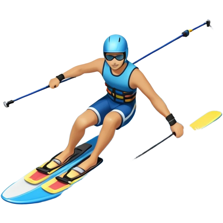 An icon featuring a close-up collage of water skis, splashing water across the surface. The design highlights the motion of the skis cutting through the water. Transparent background emphasizes the thrill of water skiing. emoji