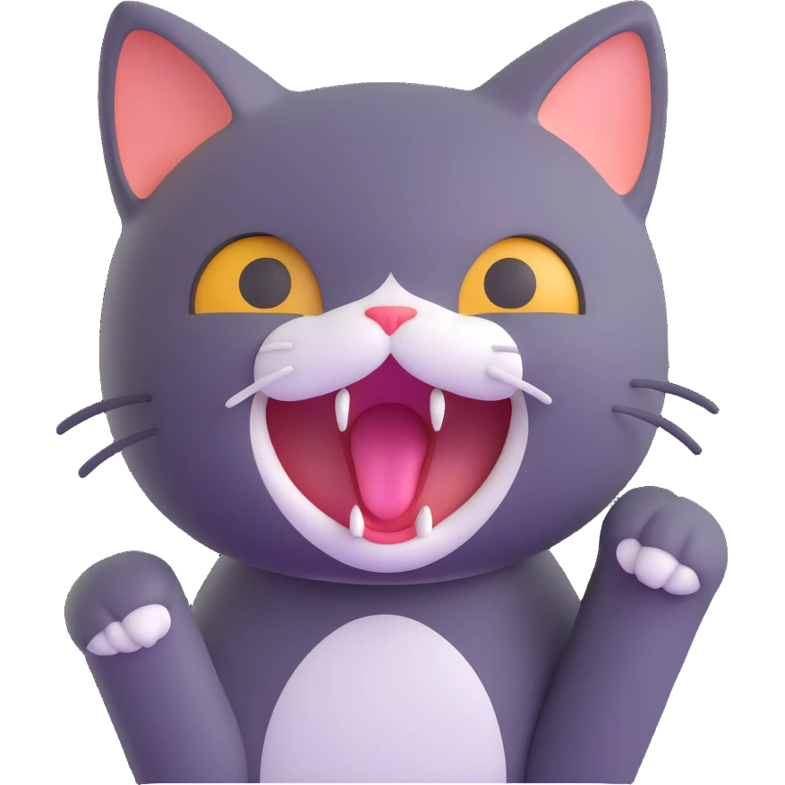 cute cat with open mouth, shouting 'Help!', dramatic pose emoji