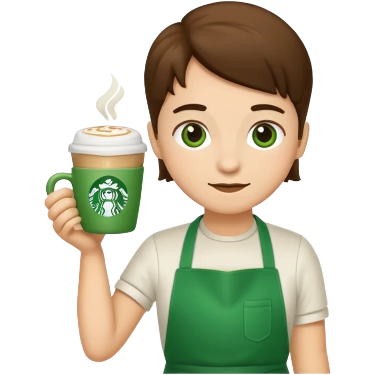 Barista + green apron + latte cup emoji