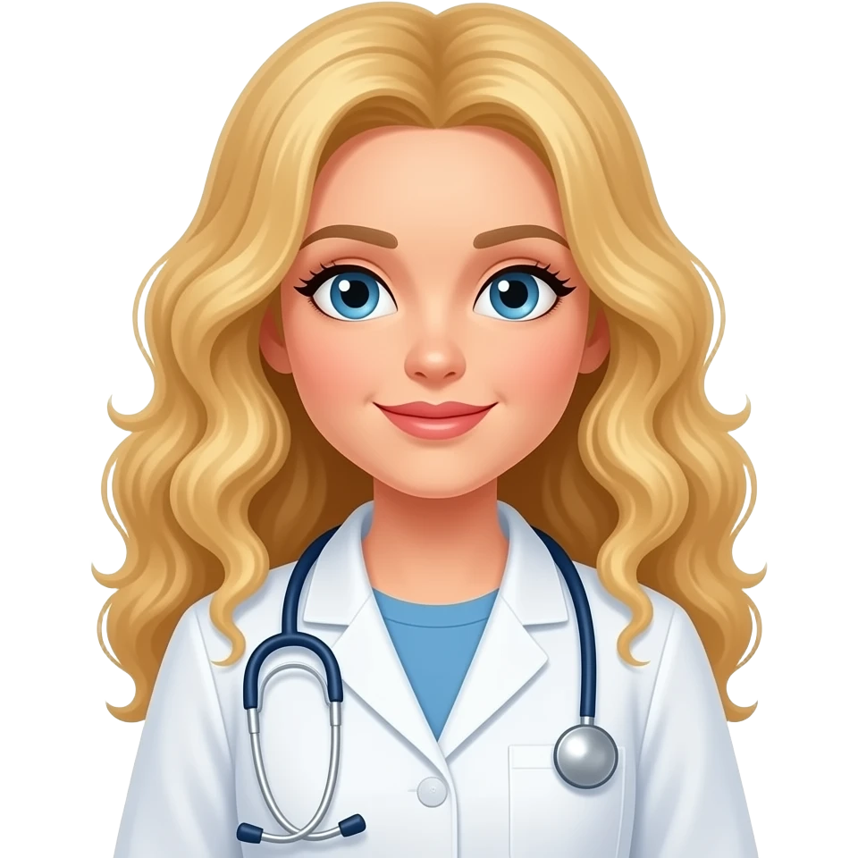 Medical laboratory phlebotomist long blonde curly woman emoji