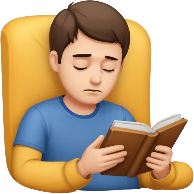 Tired man reading  emoji