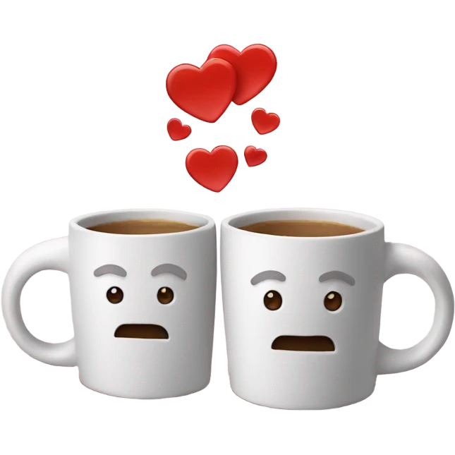 two heart shaped mugs emoji