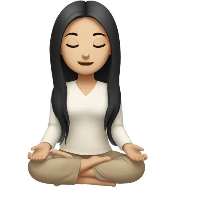asian girl with long black hair meditating emoji