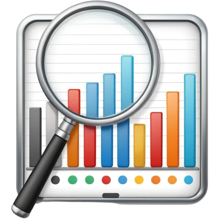 magnifying glass over a bar chart emoji