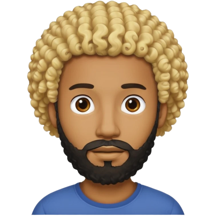 Black man with curly blonde hair and a black beard emoji