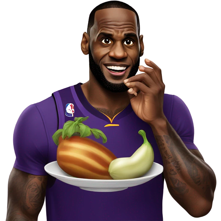 Lebron james eating eggplant  emoji