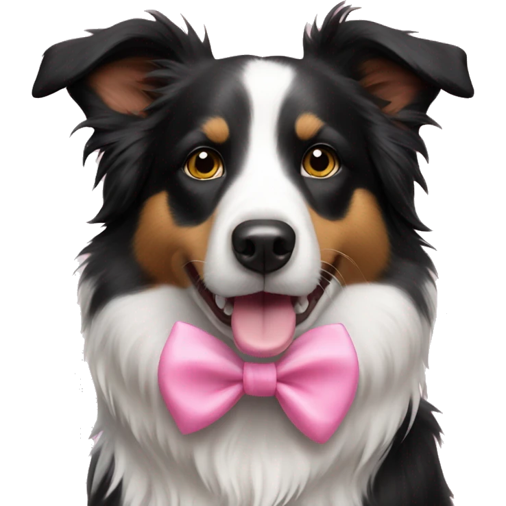 Border collie dog with pink bow emoji