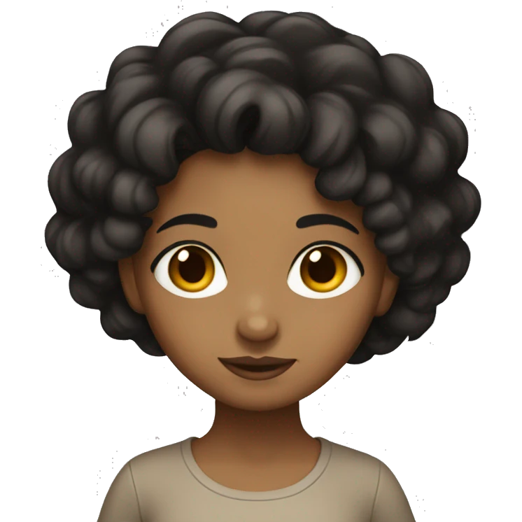 Brown girl with black hair and brown eyes emoji