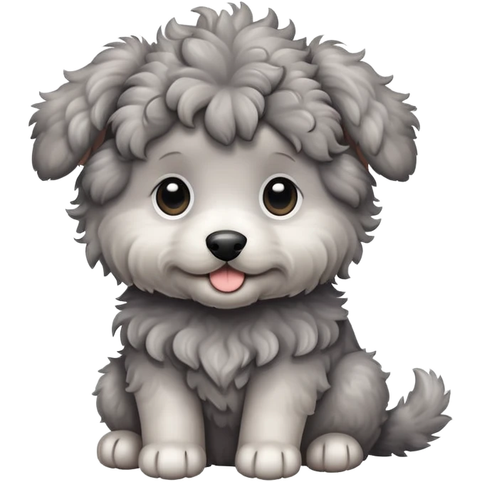 Gray curly puppy emoji