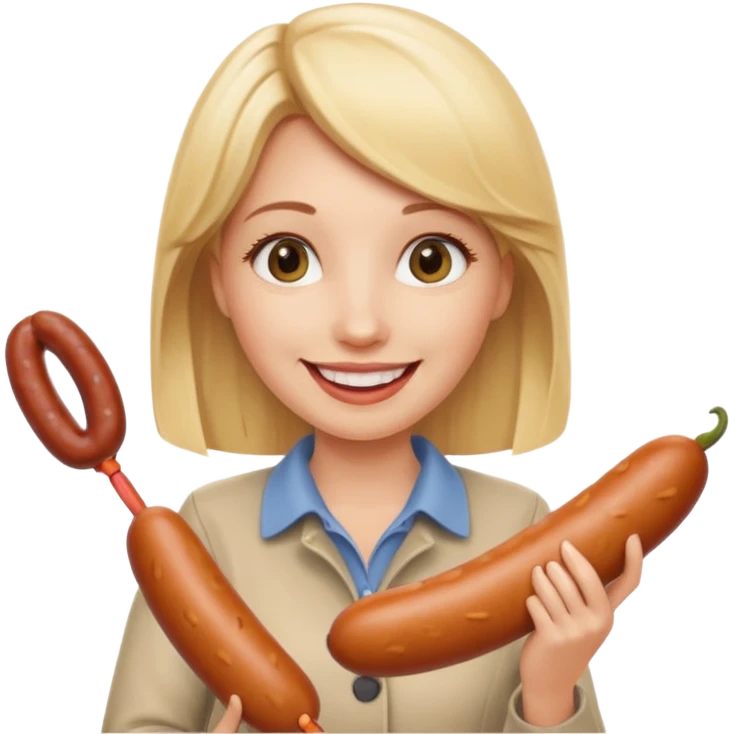 Naked blonde with both hands holding weiner emoji