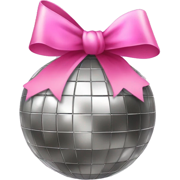 a disco ball with a pink bow emoji