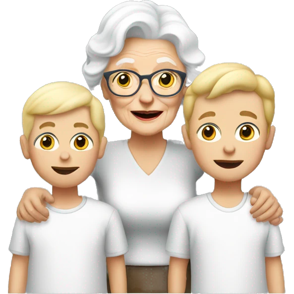 White grandma with 2 blonde grandsons  emoji