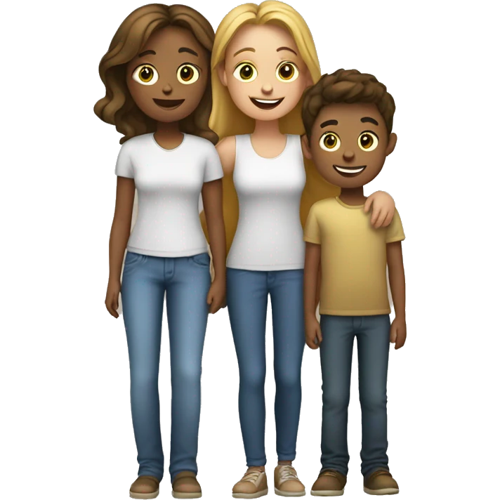 Mom, daughter and son with golden dg emoji