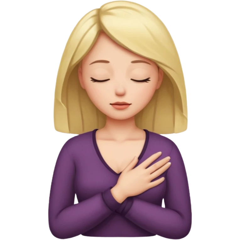 una mano en pecho ojos cerrados mujer emoji