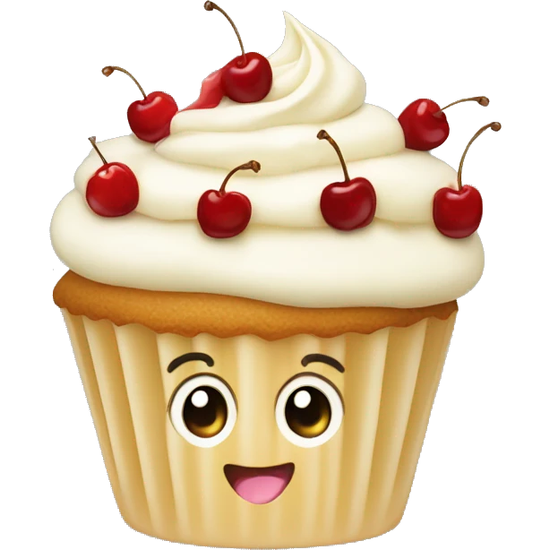 vanilla cupcake cherry on top emoji