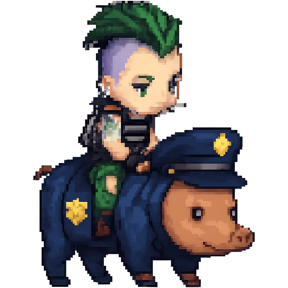 Make the wild pig appear as a police officer, keeping the pixel art style, with no background. emoji
