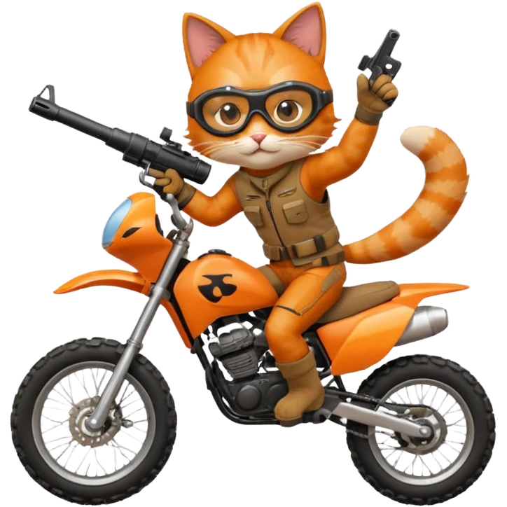 Cat on a dirt bike shooting a gun in the air emoji