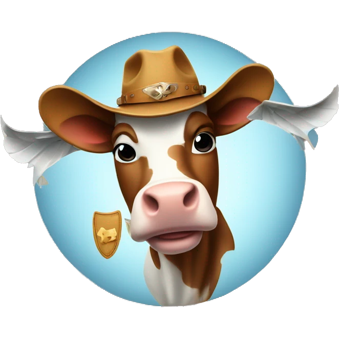 cow with wings and a ed cowboy hat emoji
