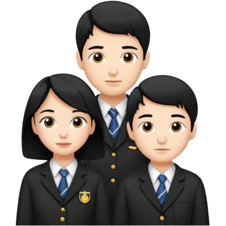 students in school uniforms girl and boy black hair emoji