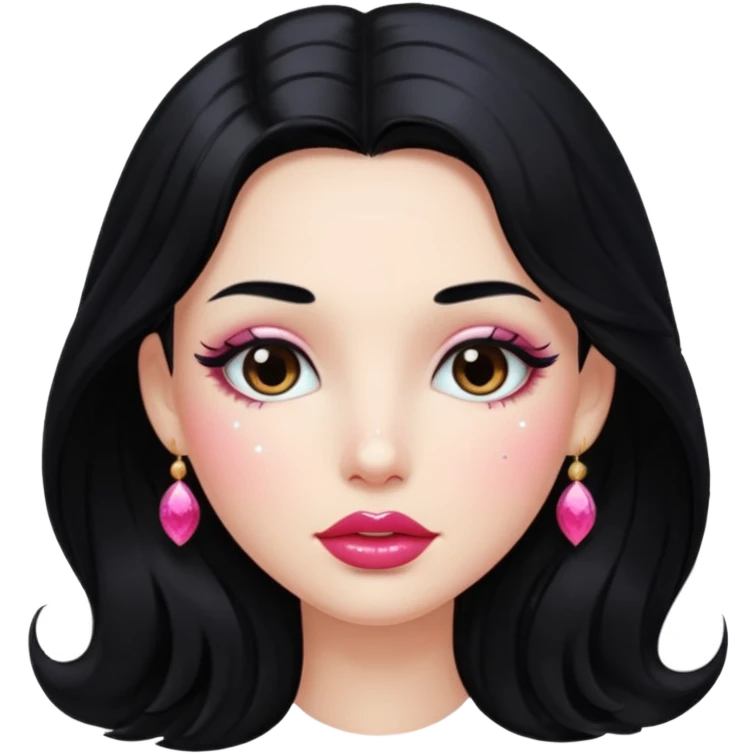 douyin long black hair glossy lips glittery girl emoji