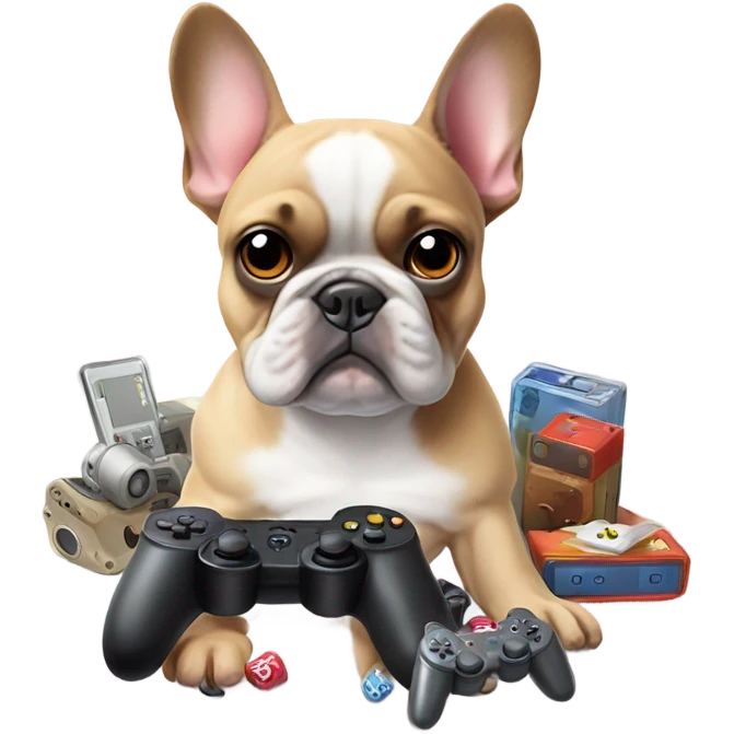 French Bulldog playing video games emoji