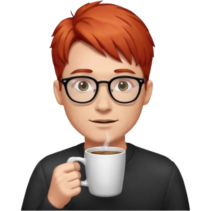 glasses red hair man drink coffee emoji