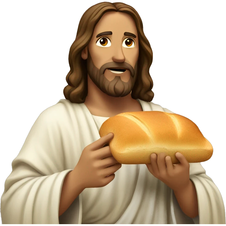 Jesus with a piece of bread emoji