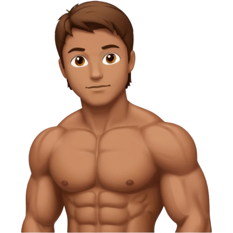 man with brown hair who is strong emoji