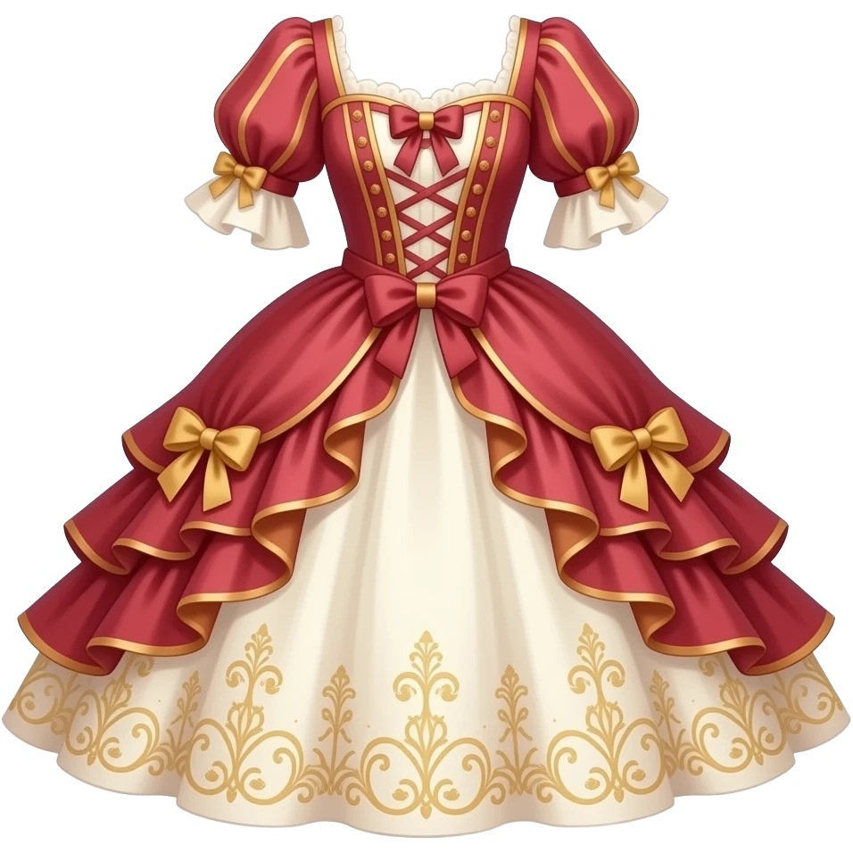 Reddish-pinkish and gold and white romantic vintage aesthetic dress emoji