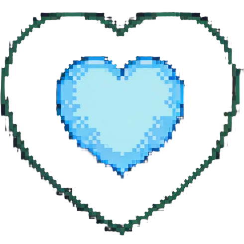 Minecraft heart with pixelated shine pixel art style emoji