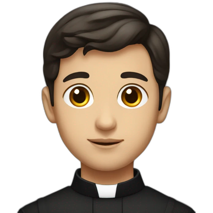 Young catholic priest with dark hair  emoji