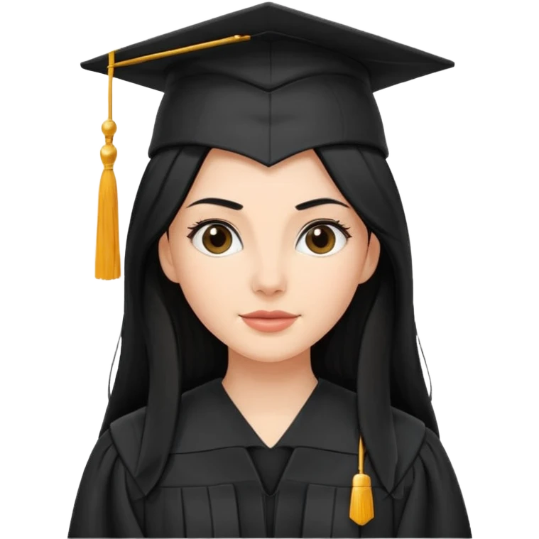 white woman graduate with long black hair emoji