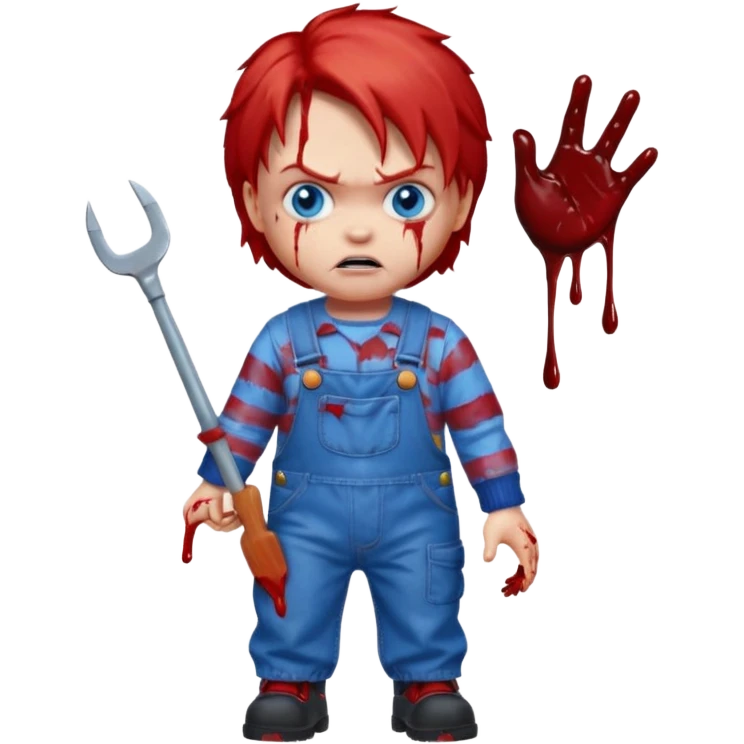 Chucky with blood emoji