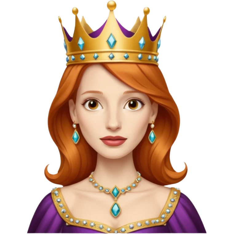 Jessica Chastain, as a queen emoji
