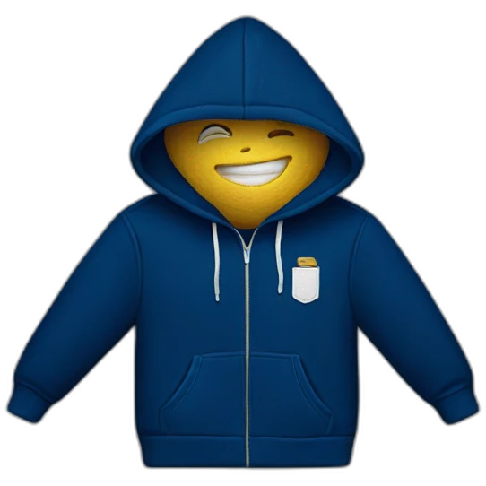 dark blue hoodie with white breast pocket embroidery emoji