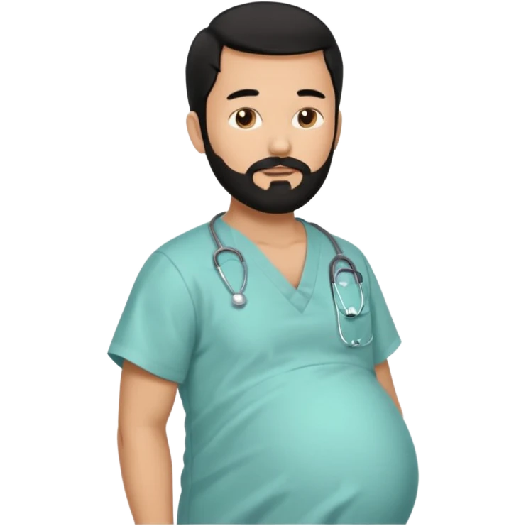 pregnant man with black beard and hair, side view emoji