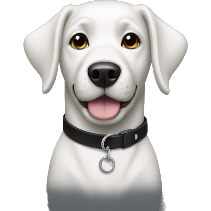 Black and white dog wearing a black collar emoji