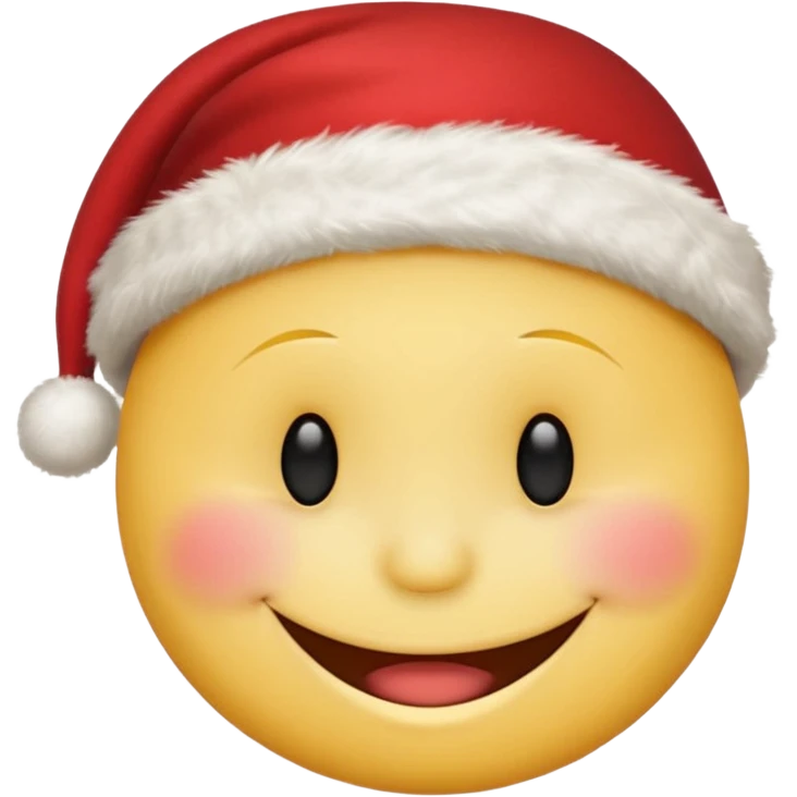 Smiley face smiles with closed eyes in a red Christmas hat emoji