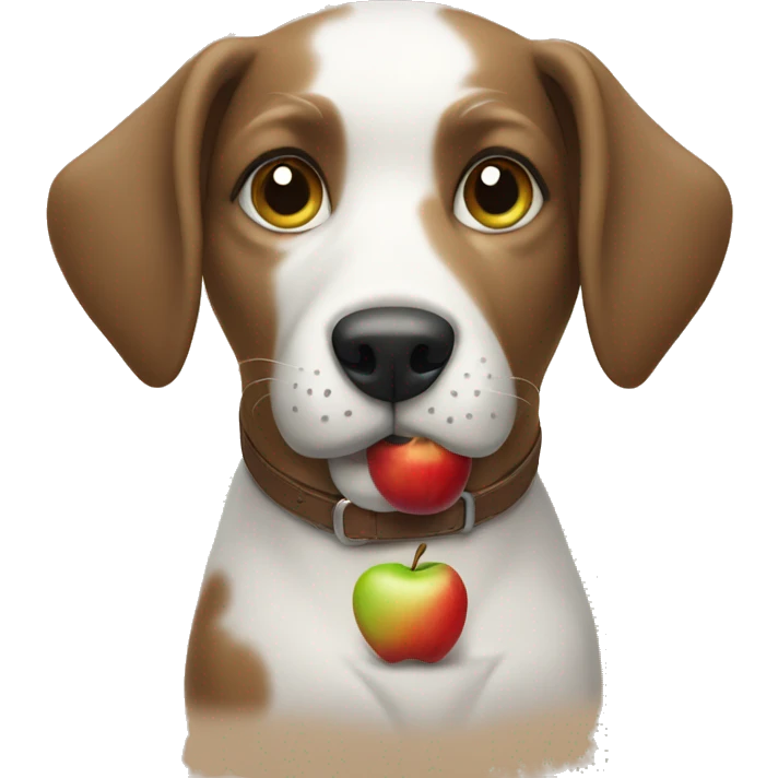 Dog holding apple emoji