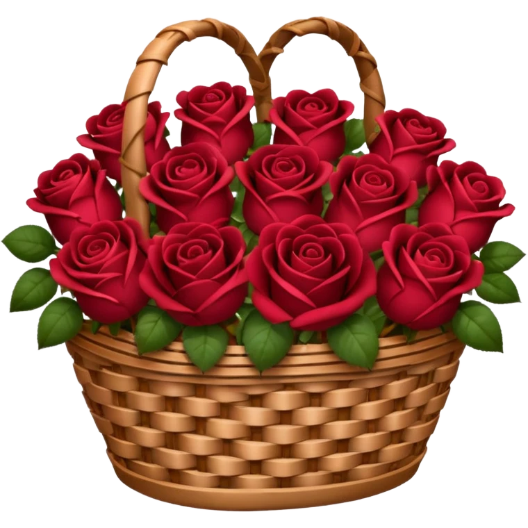 Valentine’s Day basket with burgundy red roses emoji