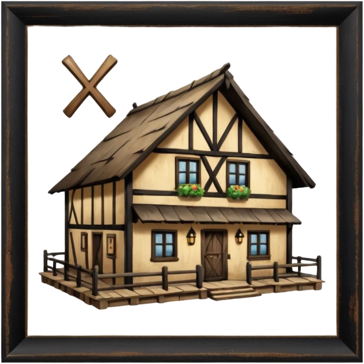 an inn with a big X on it emoji