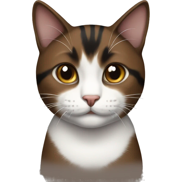 Brown black and white cat emoji