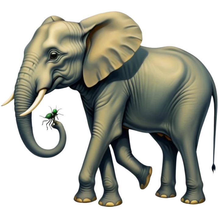 aesthetic brilliant divine lighting, oil paint - mystical elephants from Salvador Dali's paintings with long legs like insects emoji