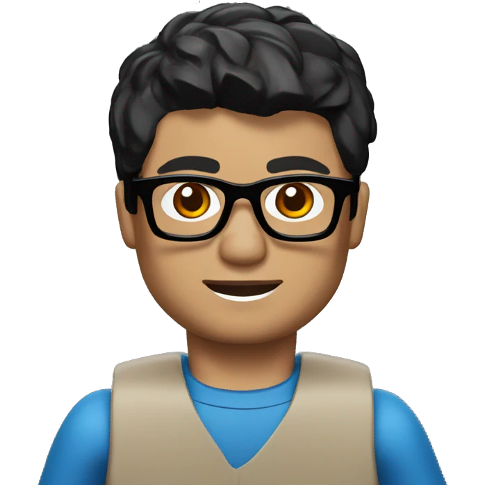 Lego young man with brown eyes, short black hair with glasses emoji