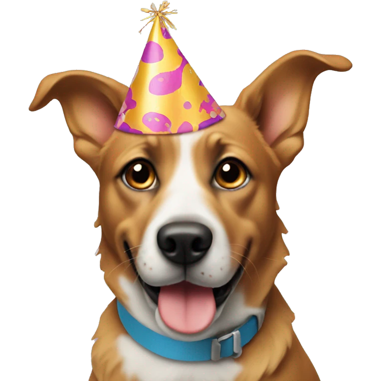 dog wearing a birthday hat emoji
