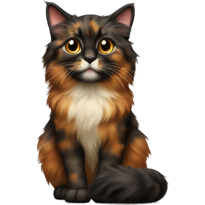 Long haired tortoiseshell cat emoji